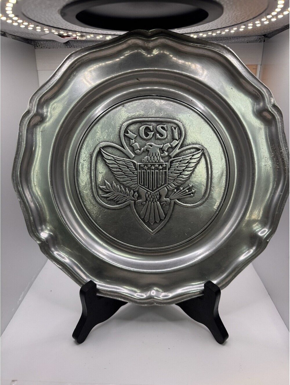 Vtg Girl Scouts GS Eagle RWP Wilton-Columbia Pewter 10” Decorative Plate -USA
